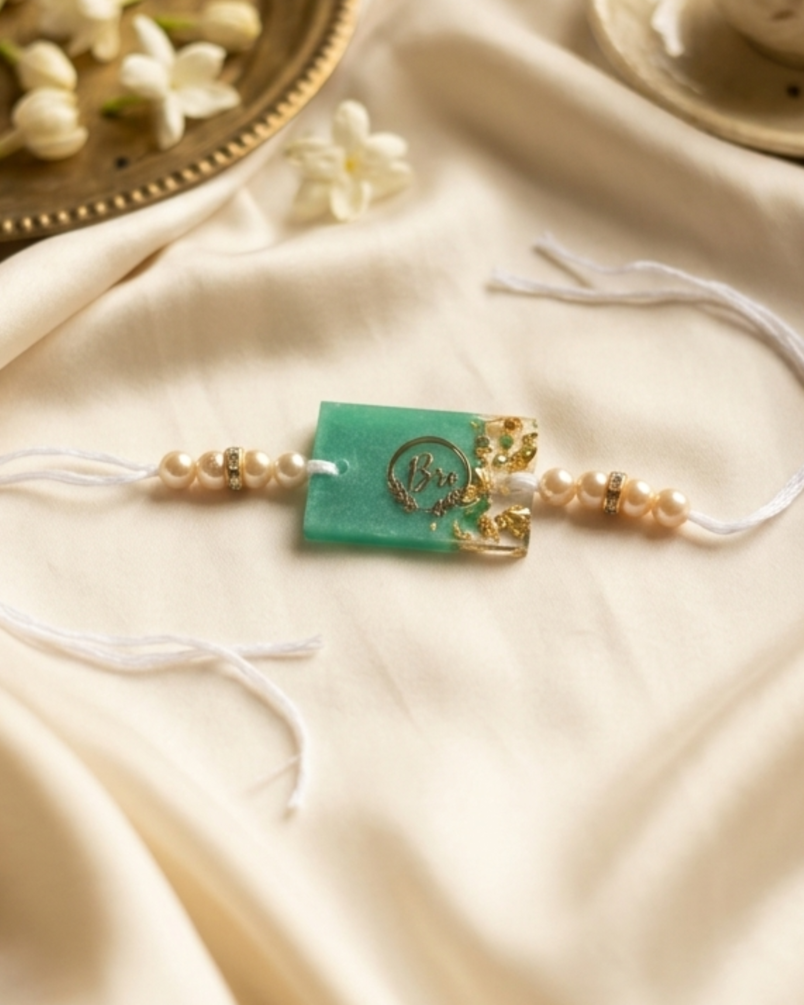 Teal Green 'Bro' Convertible Rakhi Keychain