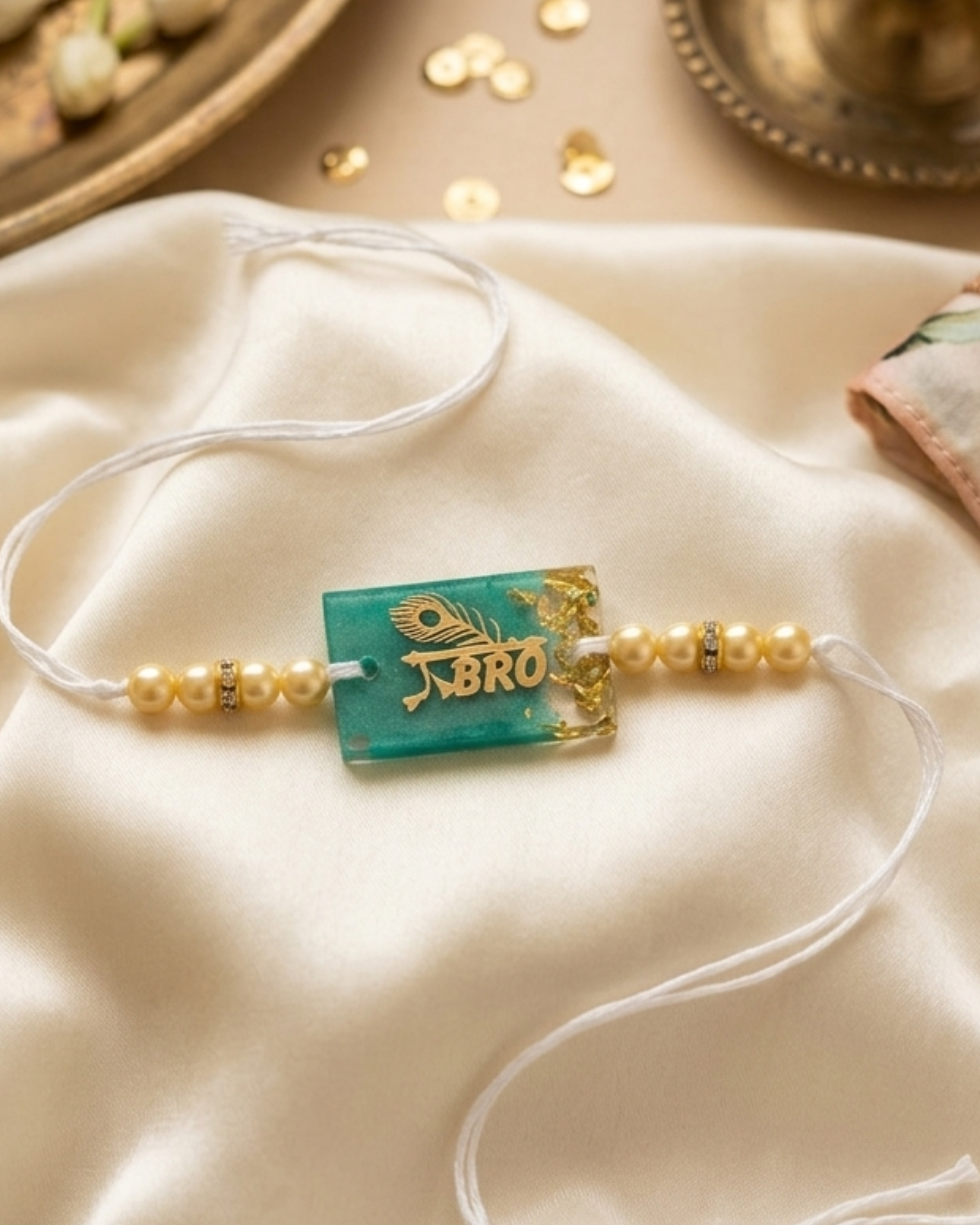 Classic teal bro convertible rakhi keychain